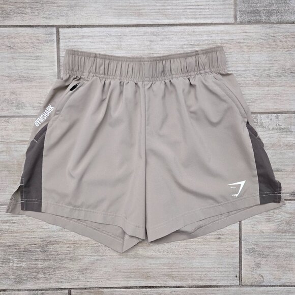 Gymshark Other - Gymshark Sport 5" Shorts Men Beige Training Zip Pocket Gym Workout Stretch S